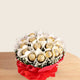 Ferrero Rocher Bunch - Chocolate Bouquet | 16 Piece Pack arranged in white paper flowers with green fillers, wrapped in red paper and white ribbon.