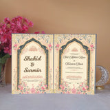 Dome Classic Floral Nikah Nama Hamper grey – dome-shaped velvet Nikah Nama box with classic floral design grey variant, elegant Islamic wedding gift