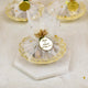 Mix Dry-Fruit Nikah Favor Gift Tray with personalized gold tag, wrapped in white net fabric and decorated with golden accents.
