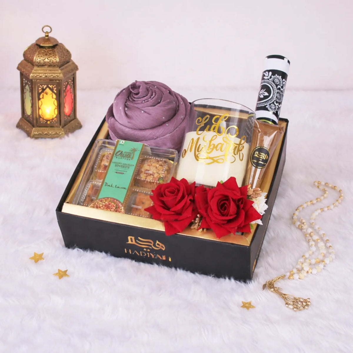EID Mehfil Hamper with Baklava, Roses, and Celebration Decor
