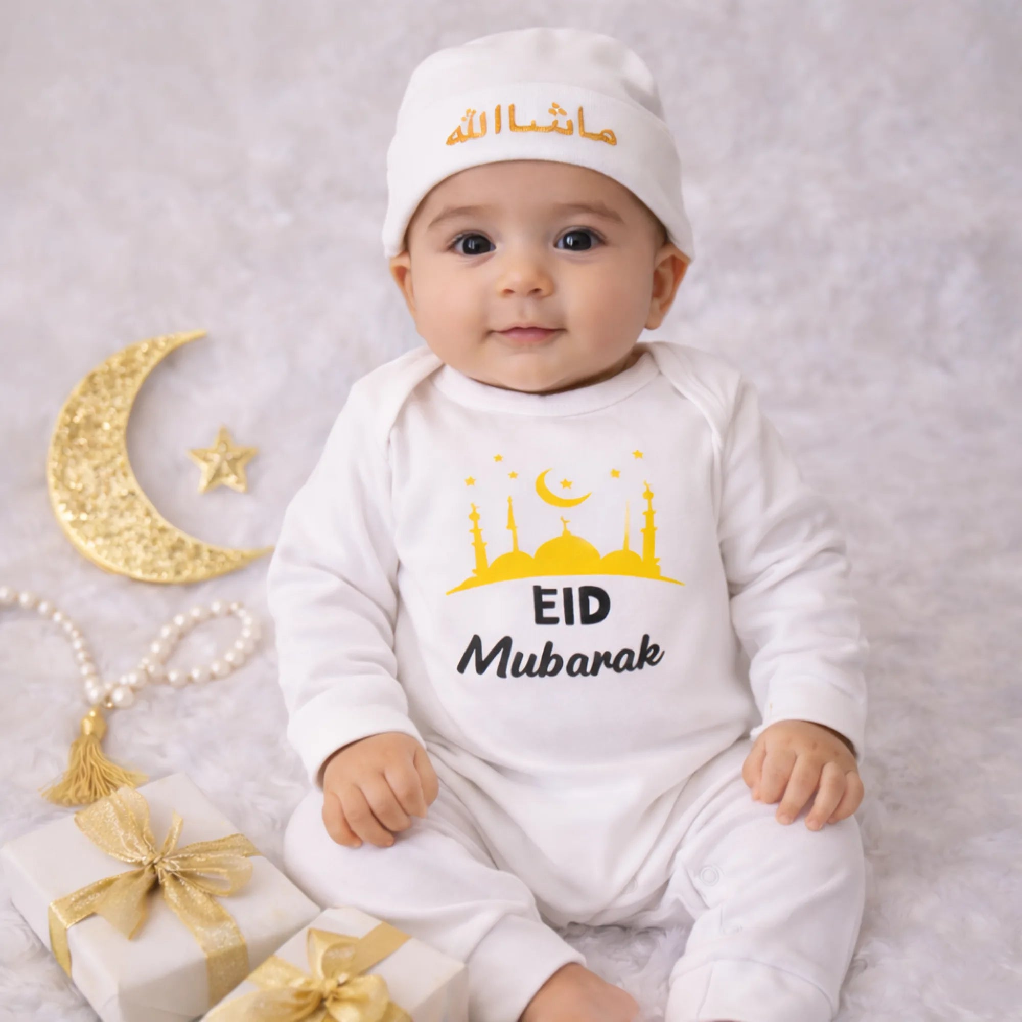 EID Mubarak Baby Boy Romper with Name Main image