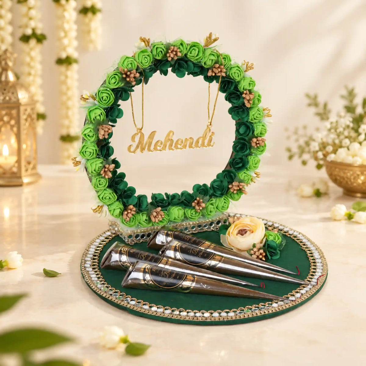 Zareen Mehendi Tray – Floral Mehendi Ceremony Platter
