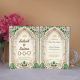 Emerald Luxury Green Nikah Nama Hamper with thumbprint Nikah Nama – personalised A3 Islamic marriage certificate in emerald velvet box