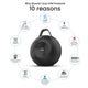 EnLumia Bluetooth Speaker features infographic highlighting 12-hour playtime, 1-year warranty, and 500+ service centers across India.