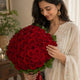 Enigmatic Love Red Roses Bouquet — detail of the flowers and wrapping
