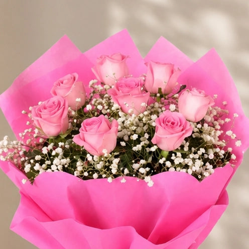 Exotic Pink Roses — fresh flower bouquet, detail view