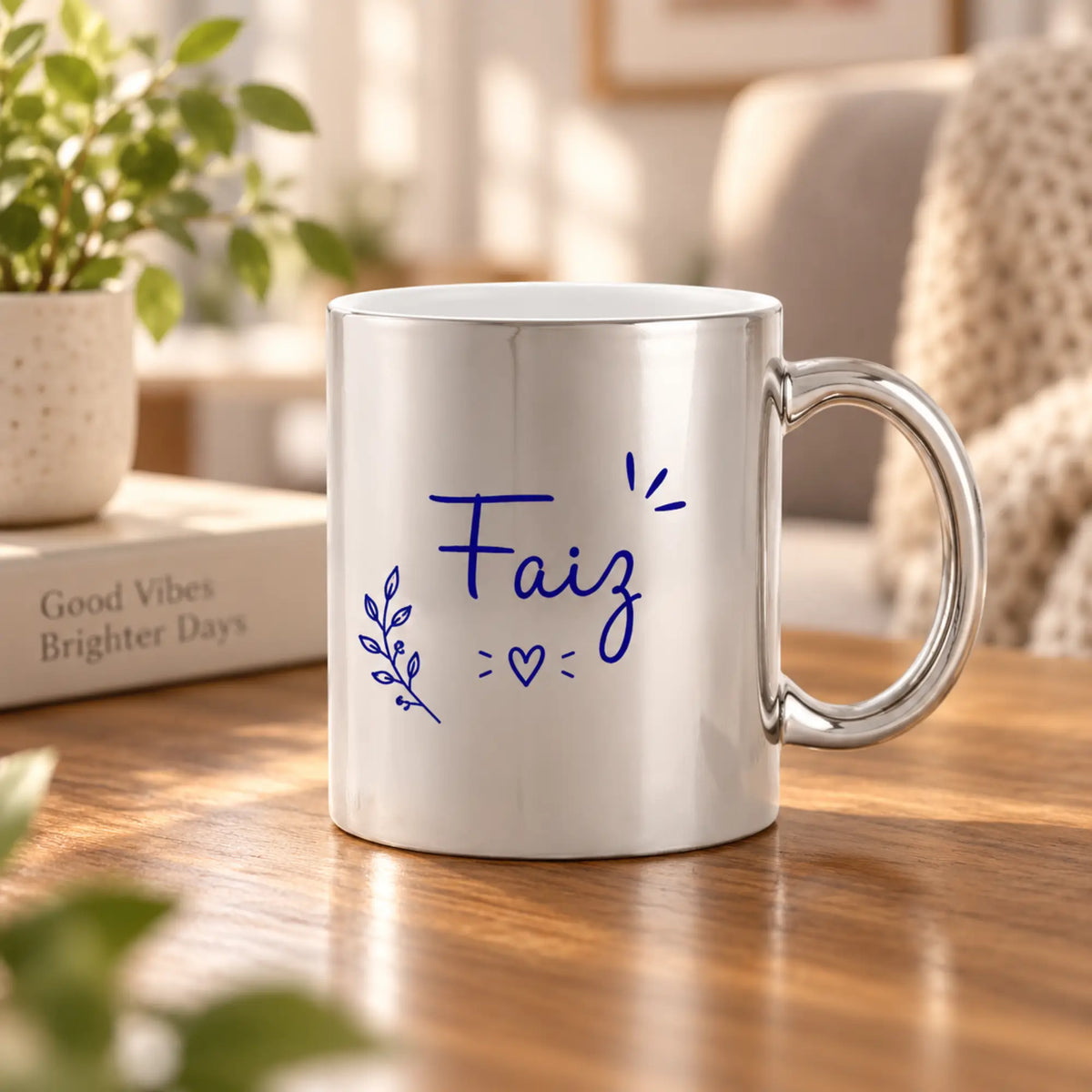 Chais And Duas Personalized Metallic Mug - Silver