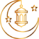 Elegant Ramadan logo featuring a crescent moon and star with intricate patterns, symbolizing the holy month of reflection and celebration.