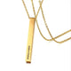 Personalized Gold Bar Pendant Necklace featuring engraved names 'Aditi ♥ Vishal', a stylish alloy charm for special occasions and romantic gifts.