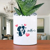 Close-up of Mother's Day Golden Money Plant in a custom white pot with mother and child graphic, great for home or office plant gifting.