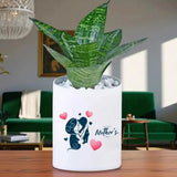 Golden Money Plant in a Mother's Day themed white planter with heart accents, ideal for indoor or outdoor gifting and home decoration.