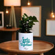 Low maintenance Ficus Compacta Bonsai in custom pot with name 'Pooja', perfect for gifting and enhancing modern indoor spaces.
