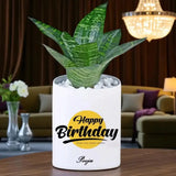 Air-purifying Personalized Birthday Snake Plant in custom pot with name and greeting, perfect indoor plant gift for birthdays.