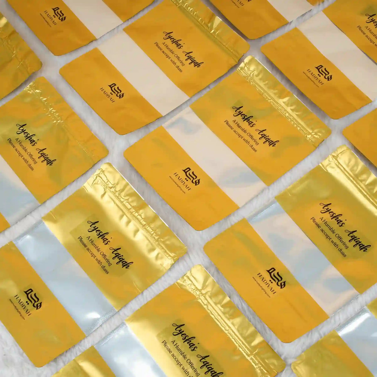 Aqiqah Meat Packets - meat packet | 12 units, customisation in hygienic yellow and transparent pouches, ideal for food gift baskets and wedding favors.