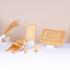 Complete Golden Sawab-e-Jariya Quran Gift Set with glittery Quran, tasbeeh, stand, and box, perfect for religious gifting.