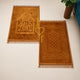 Velvet Islamic prayer mats in golden brown tones, included in the Bridal Sawab-e-Jariya Hamper for ceremonial and religious use.