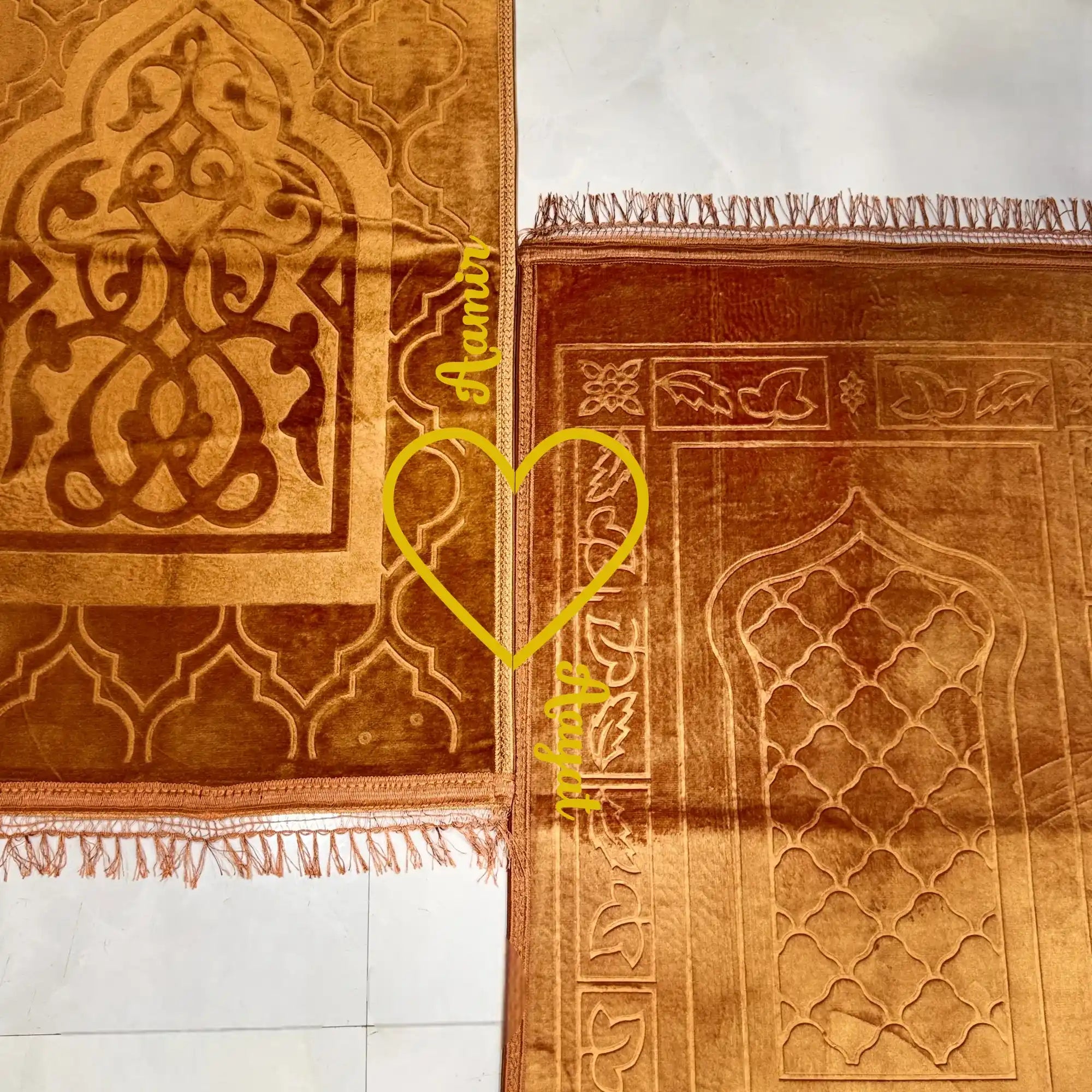 Golden & Golden Rectangle Couple Janamaz with Heart Secondary image