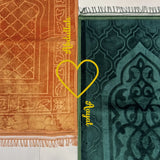Golden & Green Rectangle Couple Janamaz with Heart