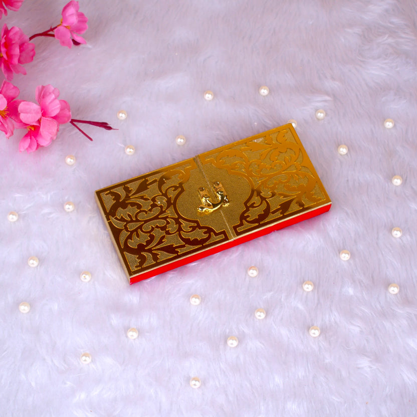 Personalised Meher Box - Sacred Keepsake with golden floral design and clasp, ideal for Islamic wedding ceremonies and Nikah essentials. Main image