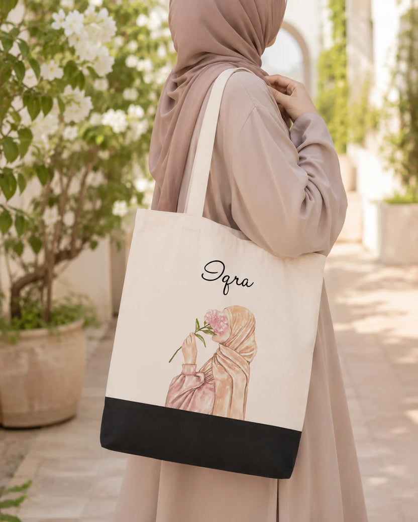 Grace in Bloom Personalized Muslimah Tote Bag Main image