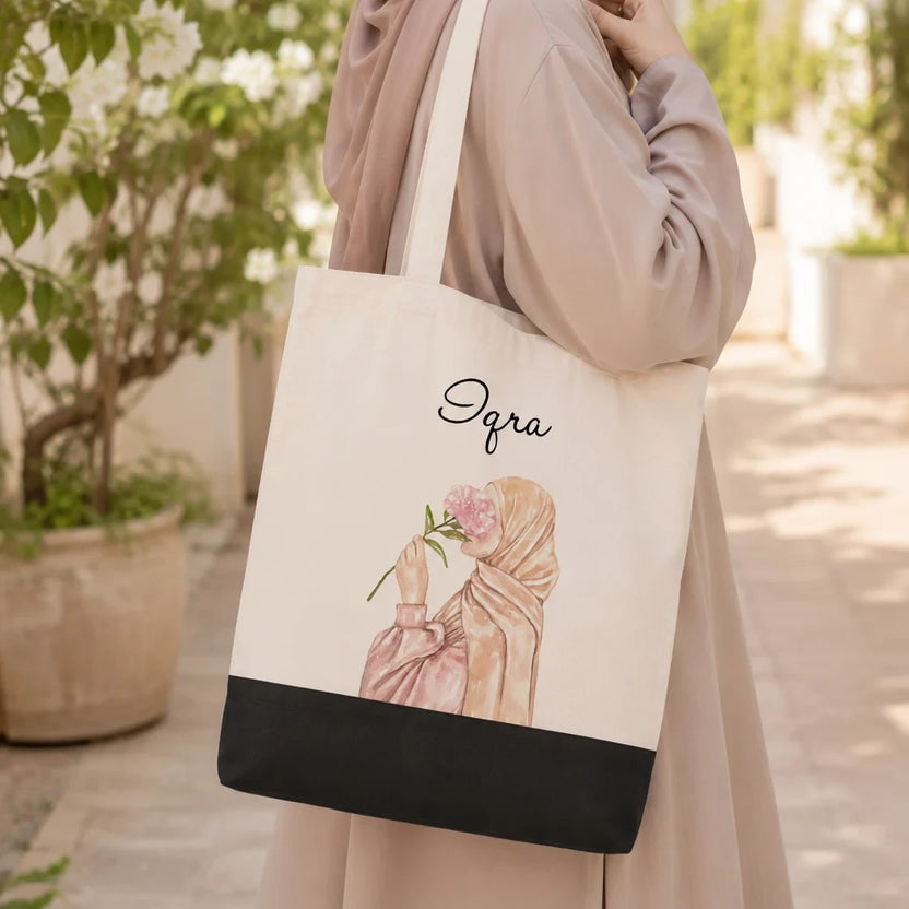 Grace in Bloom Personalized Muslimah Tote Bag Main image