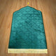Green Dome Janamaz - Dome Shaped Prayer Rug with soft velvet texture and golden fringe, ideal for daily Islamic prayers and gifting.