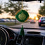 Green Duet Golden Flakes Car Hanging with Islamic calligraphy and tassel