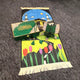 Green Kids Islamic Gift Hamper with floral prayer mat, glitter Quran box, tasbeeh, and stand. Encourages prayer in young Muslims.