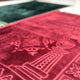 Detailed texture of maroon prayer mat from Couple Janamaz Set, ideal for elegant Islamic wedding gifts.