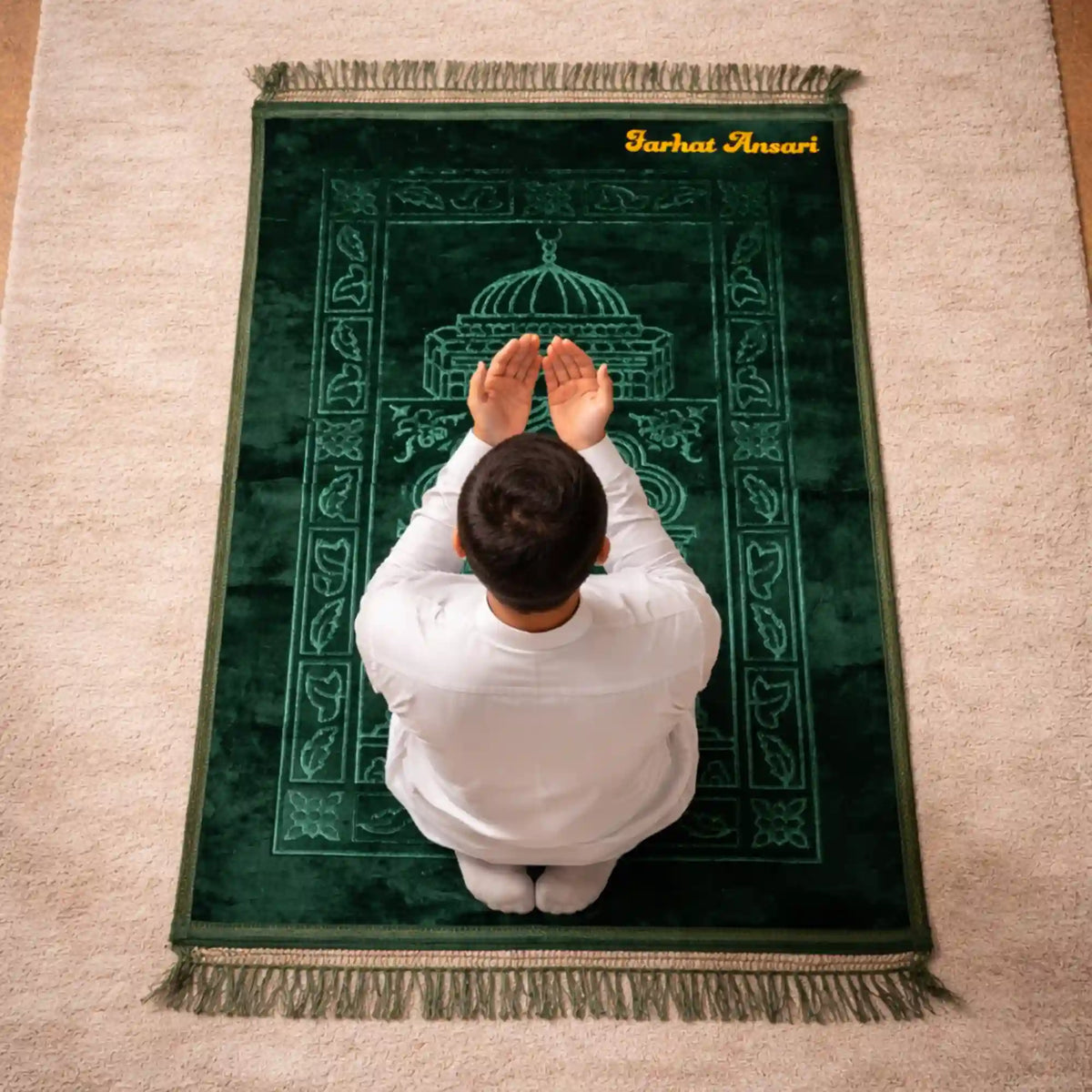Green Rectangle Premium Janamaz with name