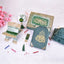Kids Islamic Gift Hamper with green Quran, glittered book stand, tasbeeh, and prayer mat. Ideal for Eid and Bismillah ceremonies.