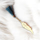 Lightweight Islamic Feather Bookmark Bismillah with teal tassel, perfect for spiritual book lovers and unique gift ideas.