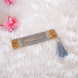 Grey Sequence Sawab-e-Jariya bookmark with gold detailing