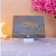 Luxury grey gift box with golden Arabic calligraphy from the Sawab-E-Jariya Hamper, ideal for religious gifting occasions.