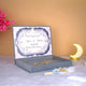 Open Grey Nikah Nama velvet box displaying personalized Nikah Nama with floral border, ideal for Islamic wedding gift sets.