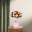 Modern Romance - Modern Bouquet with Mixed Roses featuring red, white, pink, and yellow premium roses wrapped in white paper with a pink bow.