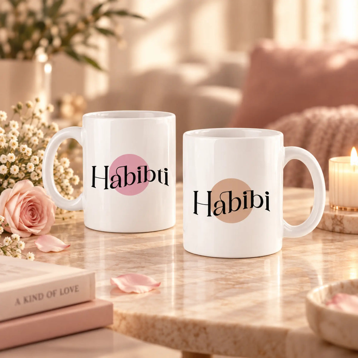 Habibi And Habibti Personalized Couple Mugs (350ml) - Set Of 2