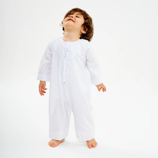 White Thobe Romper for Baby Boys