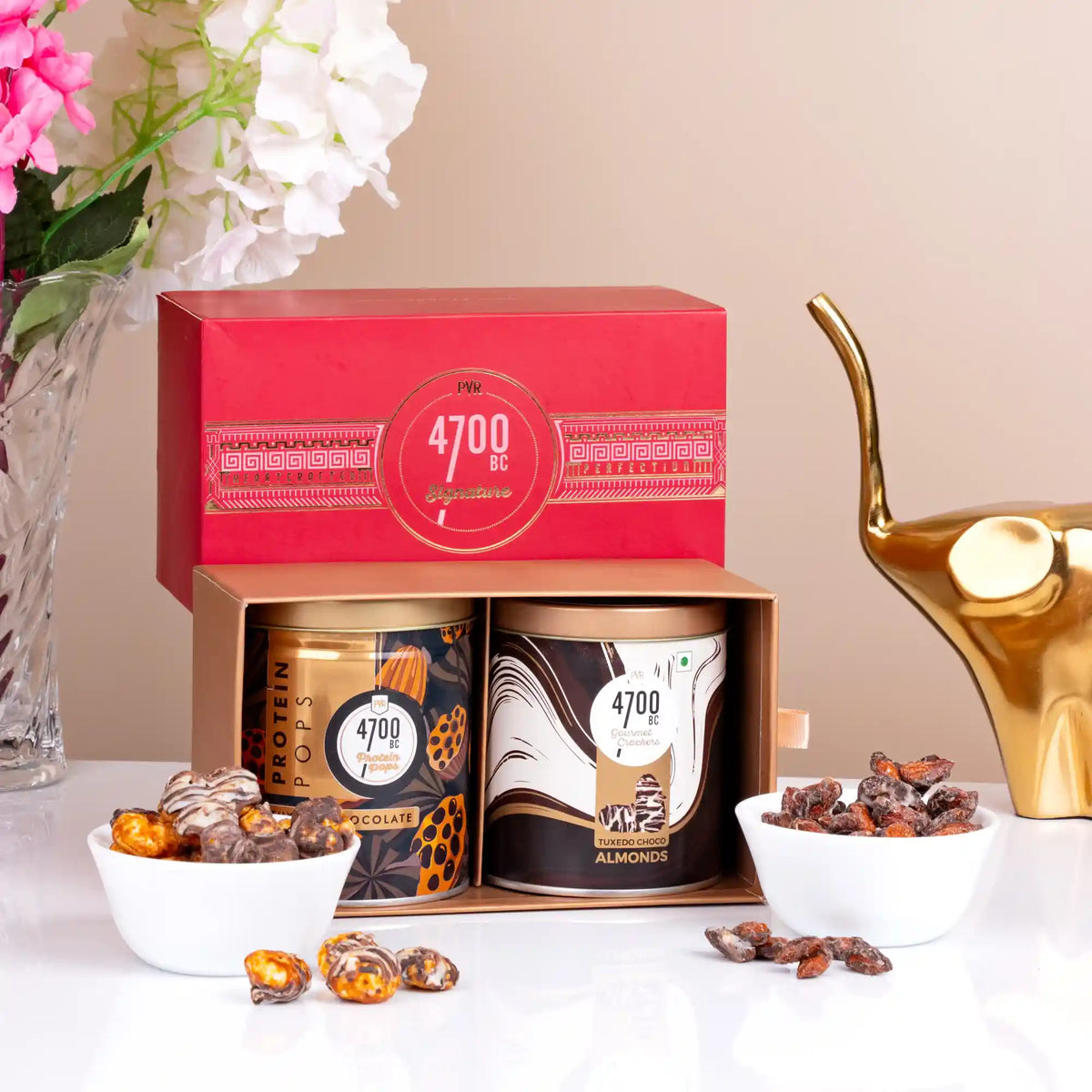 Tuxedo Chocolate Duo - Gourmet Popcorn gift box with dark and white chocolate popcorn jars, ideal for festive gifting or personal treats.