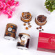 Premium Tuxedo Chocolate Duo Gourmet Popcorn set with dark and white chocolate flavors, shown with open jars and popcorn servings.