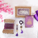 Purple Sequence Sawab-e-Jariya Hamper with Quran, Rehal, Tasbeeh and Janamaz