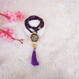 Purple Crystal Tasbeeh with gold Islamic medallion from Sawab-e-Jariya Hamper