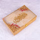 Gold-toned Handmade Velvet Quran Box with resin floral design and Arabic Bismillah. Great for gifting during Ramadan or Eid celebrations.
