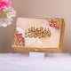 Golden floral pearl resin gift box with Arabic calligraphy, part of the Golden Floral Pearl Rehal Hamper. Luxurious handcrafted Quran gift packaging.