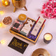 Sweets Serenity Hamper featuring Noor Al-Sweets with gourmet chocolates, cookies, almonds, candle, and thank you card for Ramadan gifting.
