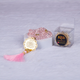 Pink crystal tasbih with gold Islamic charm and tassel, included in the Sawab-e-Jariya bridal gift hamper. Ideal for religious gifting.