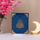 Kaaba Quran - Premium Velvet Gift Box in navy blue with intricate gold accents, ideal for ceremonial gifting and prayer essentials.