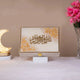Elegant Handmade Velvet Quran Box with golden floral accents and Bismillah script. Perfect Ramadan gift for storing prayer items and keepsakes.