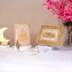 Offwhite Quran Hamper - Tilawat e Quran Gift set featuring a decorative Quran, golden box, tasbeeh, and feather bookmark. Ideal for Islamic occasions.