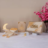 Offwhite Flakes Rehal Hamper with Quran, Rehal, Tasbeeh and bookmark